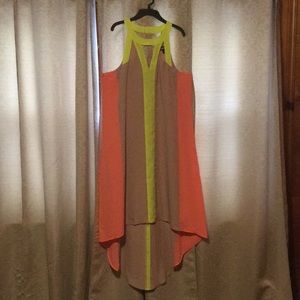 Project Runway neon & nude dress